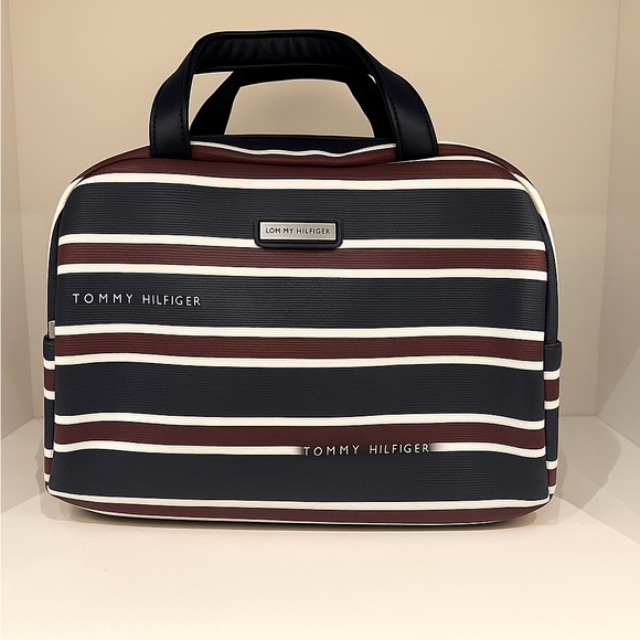 Tommy Hilfiger Handbags - Tommy Hilfiger unisex Black and Brown Striped Toiletry Bag